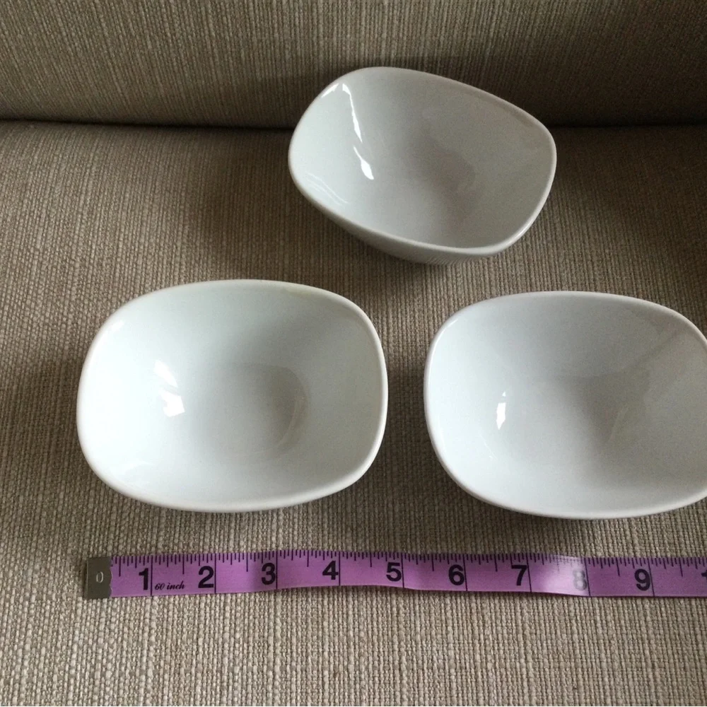 Set of 3 Pier 1 Condiment Dipping Bowls White Sushi Night EUC
